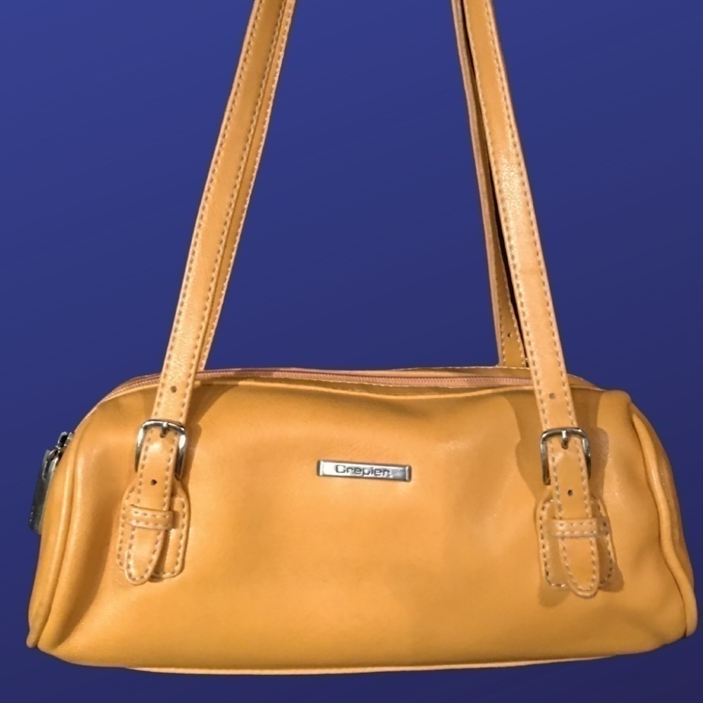 𝅺CREPIER 100% Faux Leather Top-Handled Satchel Handbag, Orange/Tangerine, NWOT